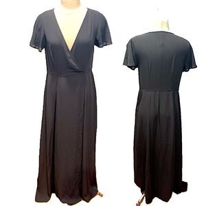 Love X Design Black Flutter Sleeve Wrap Maxi Dress Size Medium